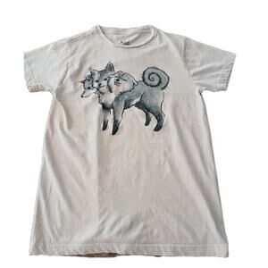 Stephanie Bayles 3 Headed Dog T-Shirt Women’s Size Small Graphic Tee Casual